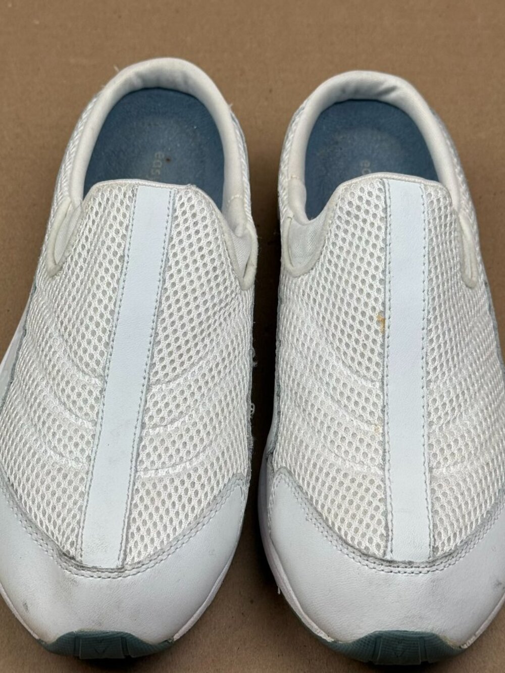 Easy Spirit Traveltime women 10M White Mesh Slip-On Mules Comfort Walking Shoes